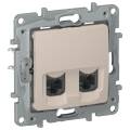 IEKETIKA Розетка компьютерная двойная RJ45 категория 6 UTP 6711541 песочный IEK