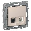 IEKETIKA Розетка двойная RJ11+RJ45 кат.5E UTP 6711521 песочный IEK
