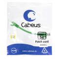 Патч-корд 4 пары, 2хRJ45, 0,15м, Кат.5e, UTP, зеленый, PVC, Cabeus PC-UTP-RJ45-Cat.5e-0.15m-GN