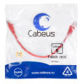 Патч-корд 4 пары, 2хRJ45, 0,3м, Кат.6, UTP, красный, PVC, Cabeus PC-UTP-RJ45-Cat.6-0.3m-RD