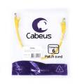 Патч-корд 4 пары, 2хRJ45, 0,3м, Кат.6, UTP, желтый, LSZH, Cabeus PC-UTP-RJ45-Cat.6-0.3m-YL-LSZH