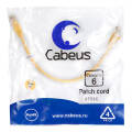 Патч-корд 4 пары, 2хRJ45, 0,3м, Кат.6, UTP, желтый, PVC, Cabeus PC-UTP-RJ45-Cat.6-0.3m-YL 