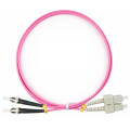 Шнур оптический SC/UPC-ST/UPC, MM, 50/125, 1,5м, Duplex, маджента, Cabeus FOP-50-OM4-SC-ST-1,5m