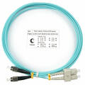 Шнур оптический SC/UPC-FC/UPC, МM, 50/125, OM3, 1,5м, Duplex, бирюз., Cabeus FOP-50-SC-FC-1,5m