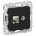 FLITE Розетка 2-местная RJ45/TV категория 5Е STP РКТВ5е-2-1-ФлЧ черный IEK