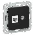 FLITE Розетка 2-местная RJ45/TV категория 6 UTP РКТВ6-2-0-ФлЧ черный IEK