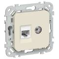 FLITE Розетка 2-местная RJ45/TV категория 5Е UTP РКТВ5е-2-0-ФлСл сливочный IEK