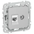 FLITE Розетка 2-местная RJ45/TV категория 6 UTP РКТВ6-2-0-ФлА алюминий IEK