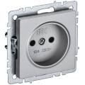 BRITE Розетка 1-местная без заземления с защитными шторками 10А РСш10-2-БрА алюминий IEK