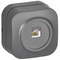 GLORY Розетка для открытой установки компьютерная RJ45 кат.5E РК10-ХСм сталь матовый IEK