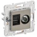 SKANDY Розетка двойная TV+RJ45 кат.6 SK-A15N металл никель IEK