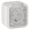 TORS Розетка 1-местная заземляющим контактом и крышкой 16А IP55 TS320 белый IEK