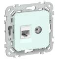 FLITE Розетка 2-местная RJ45/TV категория 5Е UTP РКТВ5е-2-0-ФлХЛ холодный лед IEK