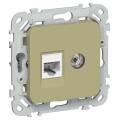 FLITE Розетка 2-местная RJ45/TV категория 5Е UTP РКТВ5е-2-0-ФлО оливковый IEK