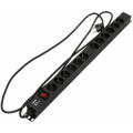 Блок розеток вертикальный 16U, 12 гнезд Schuko, 1Ф 16А, шнур 2,5м, PDU, Hyperline SHE-12SH-S-2.5EU