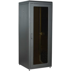 Шкаф напольный 19", 24U, 800х800мм, стекл. дверь, черный, LINEA N, ITK LN05-24U88-G