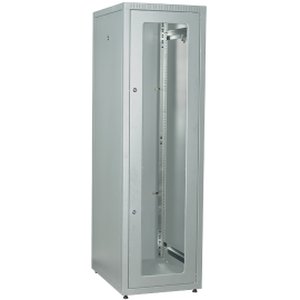 Шкаф напольный 19", 33U, 600х800мм, стекл. дверь, задняя металл, серый, LINEA E, ITK LE35-33U68-GM