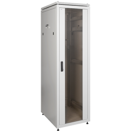 Шкаф напольный 19", 42U, 600х800мм, стекл. дверь, задняя металл, серый, LINEA N, ITK LN35-42U68-GM