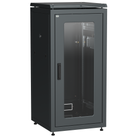 Шкаф сетевой 19", 18U, 600х600мм, стеклянная передняя дверь, черный, LINEA N, ITK LN05-18U66-G