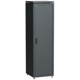 Шкаф сетевой 19", 47U, 600х600мм, металлическая передняя дверь, черный, LINEA N, ITK LN05-47U66-M