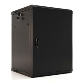 Шкаф настенный 19", 22U, 1086х600х450мм, металл.дверь, черный, Hyperline TWB-2245-SR-RAL9004