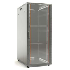 Шкаф напольный 19", 27U, 1388х800х600мм, стекл. передняя дверь, серый, Hyperline TTB-2786-AS-RAL7035