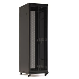 Шкаф напольный 19", 32U, 1610х600х600мм, перф. передняя дверь, черный, Hyperline TTR-3266-DD-RAL9005