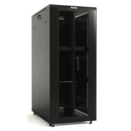 Шкаф напольный 19", 32U, 1610х600х800мм, стекл. перед. дверь, черная, Hyperline TTB-3268-AS-RAL9004