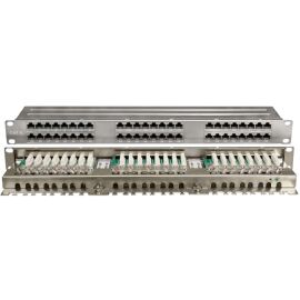 Патч-панель 1U, 19", 48хRJ-45, кат.6, экран, Dual IDC, Hyperline PPHD-19-48-8P8C-C6-SH-110D