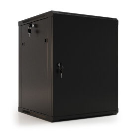 Шкаф настенный 19", 15U, 775х600х600мм, металл.дверь, черный, Hyperline TWB-1566-SR-RAL9004