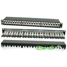 Патч-панель 1U, 19'', 24хRJ45, FTP, кат.6а, Dual IDC, Hyperline PP2-19-24-8P8C-C6A-SH-110D