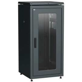 Шкаф сетевой 19", 18U, 600х800мм, стекл.перед.дверь, зад.металл., черный, LINEA N, ITK LN05-18U68-GM