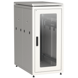 Шкаф сетевой 19", 24U, 800х1000мм, стекл.перед.дверь, зад.металл., серый, LINEA N, ITK LN35-24U81-GM