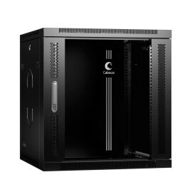 Шкаф настенный 19" 12U 600x350x635мм, дверь стекло, черный, CABEUS SH-05F-12U60/35-BK