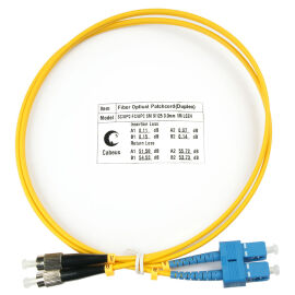 Шнур оптический SC/UPC-FC/UPC, SM, 1м, LSZH, Duplex, желтый, Cabeus FOP(d)-9-SC-FC-1m