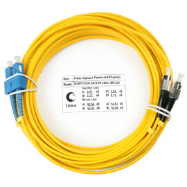 Шнур оптический SC/UPC-FC/UPC, SM, 25м, LSZH, Duplex, желтый, Cabeus FOP(d)-9-SC-FC-25m