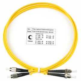 Шнур оптический FC/UPC-ST/UPC, SM, 1.5м, LSZH, Duplex, желтый, Cabeus FOP(d)-9-FC-ST-1,5m