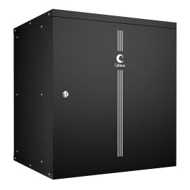 Шкаф настенный 19" 12U 550x450x590мм, LIGHT, дверь метал, черный, CABEUS WSC-05D-12U55/45m-BK