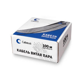 Кабель FTP, 4 пары, Кат. 5e, внутр., PVC, серый, 100м, Cabeus FTP-4P-Cat.5e-SOLID-GY-100 