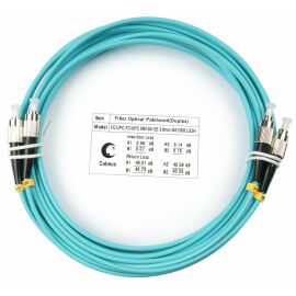 Шнур оптический FC/UPC–FC/UPC, МM, 50/125, OM3, 5м, LSZH, Duplex, бирюз., Cabeus FOP-50-FC-FC-5m