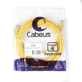 Патч-корд UTP 4 пары, Кат.6, 2xRJ45, LSZH, 3м, желтый, Cabeus PC-UTP-RJ45-Cat.6-3m-YL-LSZH 