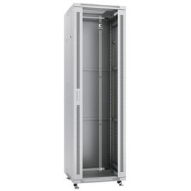 Шкаф напольный 19" 42U 600X800X2055мм, перед.стекл, задн.сплош. двери, серый, CABEUS SH-05C-42U60/80