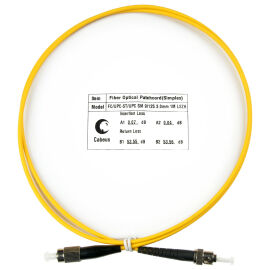 Шнур оптический FC/UPC - ST/UPC, SM, 1м, LSZH, Simplex, желтый, Cabeus FOP(s)-9-FC-ST-1m