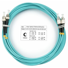 Шнур оптический FC/UPC–ST/UPC, МM, 50/125, OM3, 7м, LSZH, Duplex, бирюз., Cabeus FOP-50-FC-ST-7m