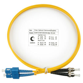 Шнур оптический SC/UPC-ST/UPC, SM, 1м, LSZH, Duplex, желтый, Cabeus FOP(d)-9-SC-ST-1m