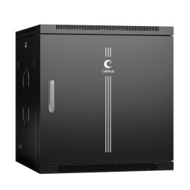 Шкаф настенный 19" 12U 600x450x635мм, дверь металл, черный, CABEUS SH-05F-12U60/45m-BK