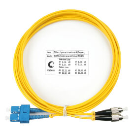 Шнур оптический SC/UPC-FC/UPC, SM, 3м, LSZH, Duplex, желтый, Cabeus FOP(d)-9-SC-FC-3m