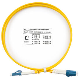 Шнур оптический LC/UPC-LC/UPC, SM, 1м, LSZH, Duplex, желтый,Cabeus FOP(d)-9-LC-LC-1m