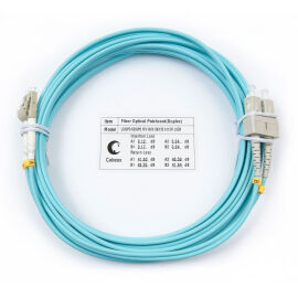 Шнур оптический LC/UPC–SC/UPC, МM, 50/125, OM3, 7м, LSZH, Duplex, бирюз., Cabeus FOP-50-LC-SC-7m