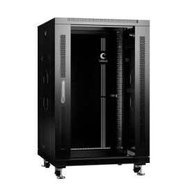 Шкаф напольный 19" 18U 600X800X988мм, перед.дверь стек., зад.спл., черн., CABEUS SH-05C-18U60/80-BK